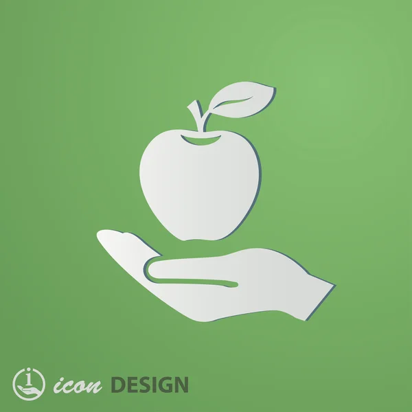 Apple en el icono de la mano — Archivo Imágenes Vectoriales