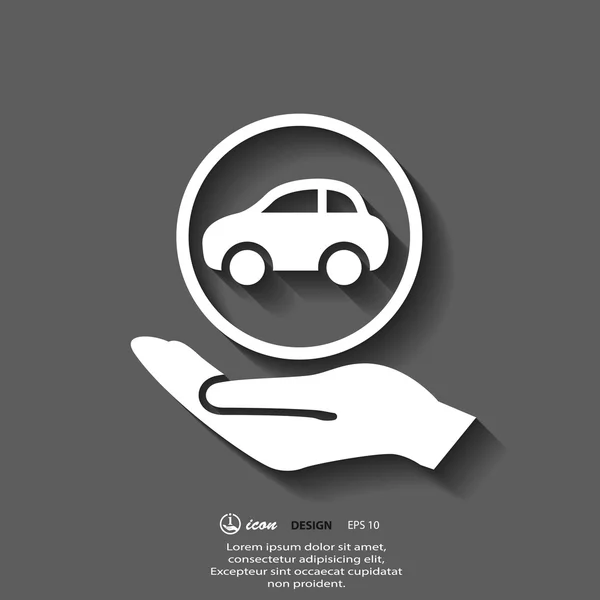 Coche en la mano icono — Vector de stock