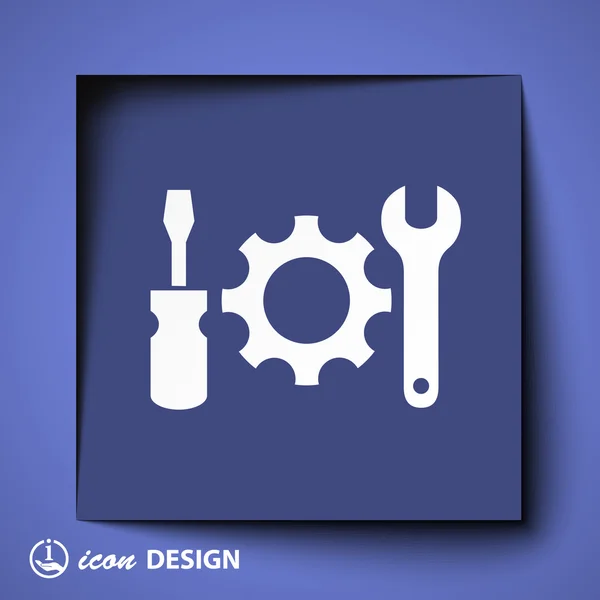 Gear, wrench and screwdriver icons — Stock Vector