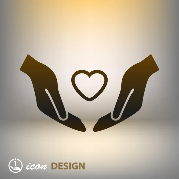 Corazón en las manos icono — Vector de stock