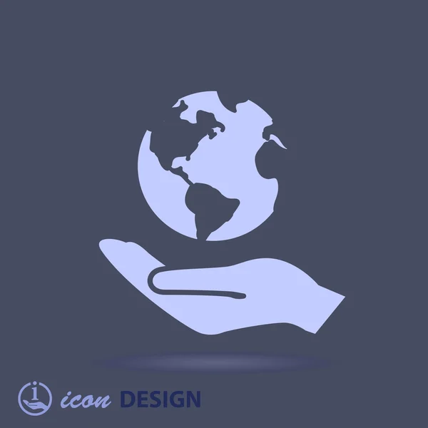 Globe dans la main icône — Image vectorielle