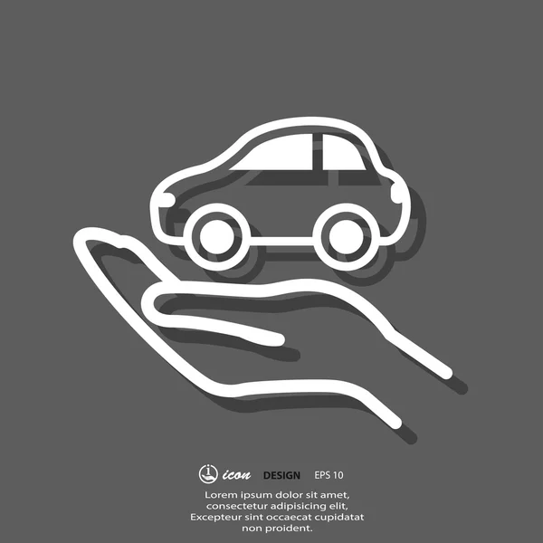 Иконка автомобиля в руке — стоковый вектор