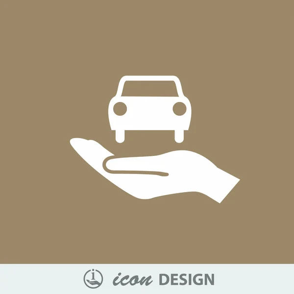 Coche en la mano icono — Vector de stock