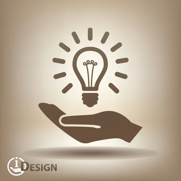 Light bulb on hand icon — Stock Vector