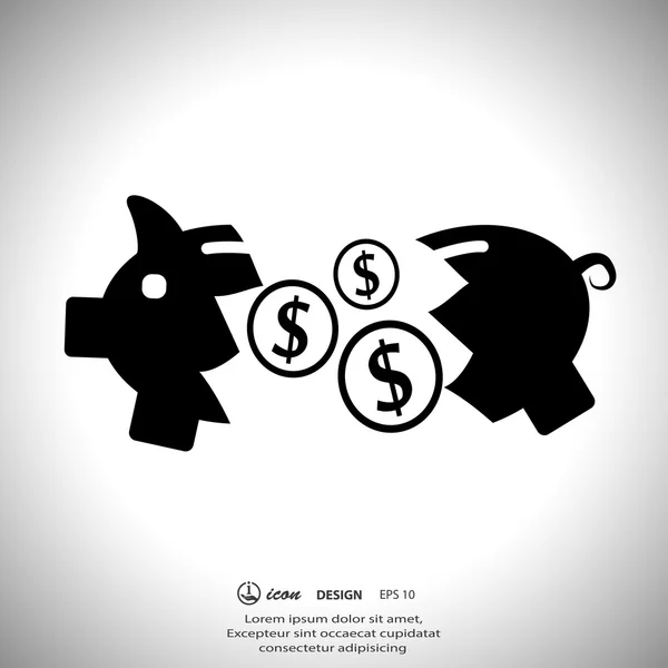 Piglet money box icon — Stock Vector