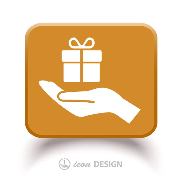 Gift on hand icon — Stock Vector