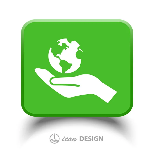 Globe in de hand pictogram — Stockvector