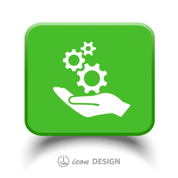 Gear in hand icon — Stock Vector