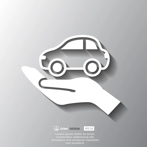 Coche en la mano icono — Vector de stock