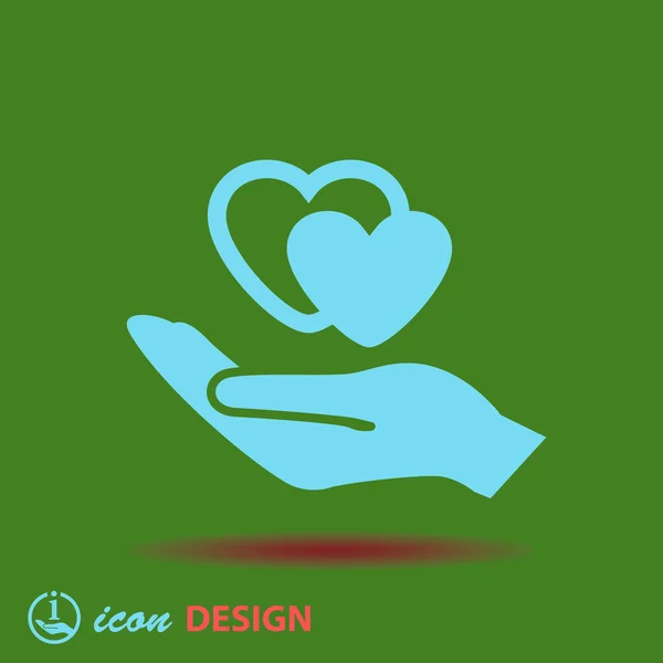 Corazón en la mano icono — Vector de stock