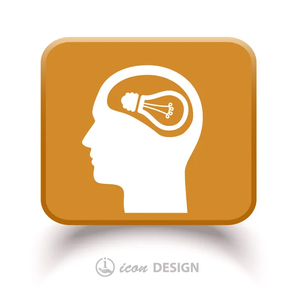 Light bulb in head icon — Stock Vector