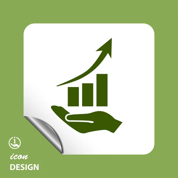 Graph on hand icon — Stock Vector