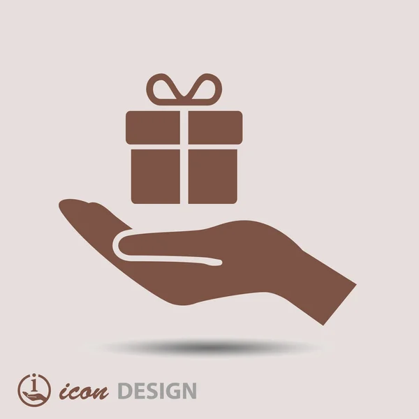 Gift on hand icon — Stock Vector