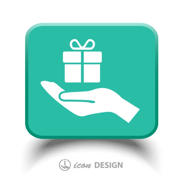 Gift on hand icon — Stock Vector
