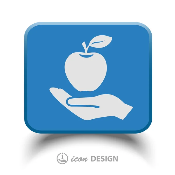 Apple on hand icon — Stock Vector