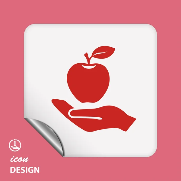 Apple on hand icon — Stock Vector