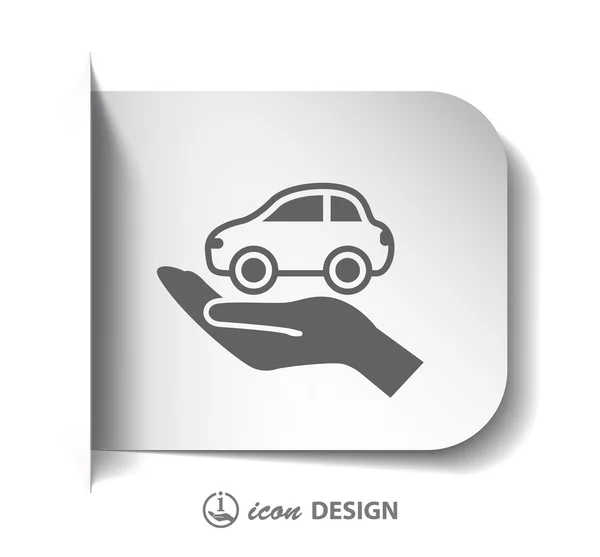 Coche en la mano icono — Vector de stock