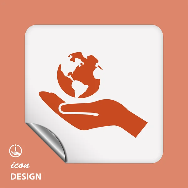 Globe in hand icon — Stock Vector