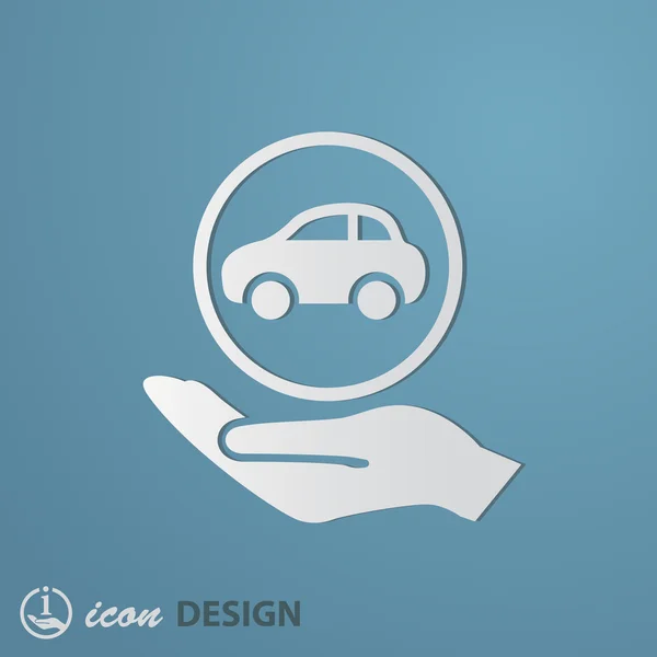 Auto in pictogram van een hand — Stockvector