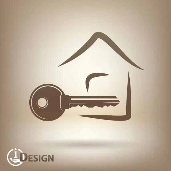 Icono de llave y casa — Archivo Imágenes Vectoriales