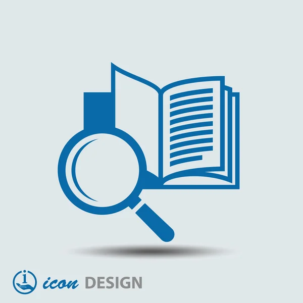 Libro con icono de lupa — Vector de stock