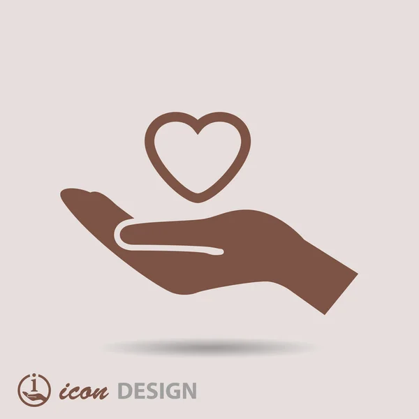 Corazón en la mano icono — Vector de stock