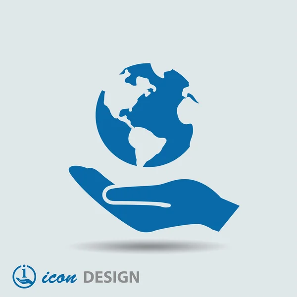 Globe in de hand pictogram — Stockvector