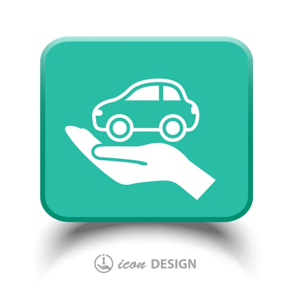 Coche en la mano icono — Vector de stock