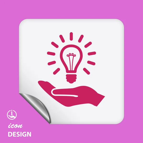 Light bulb on hand icon — Stock Vector