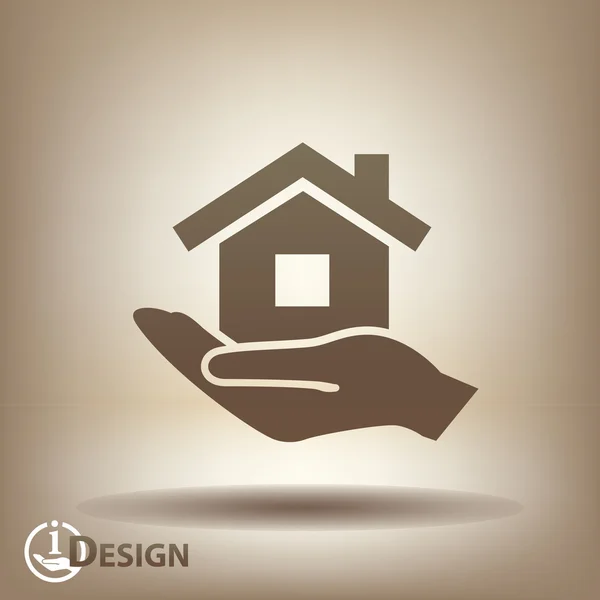 Home on hand icon — Stock Vector