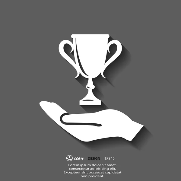 Hand with winner cup — Stock Vector