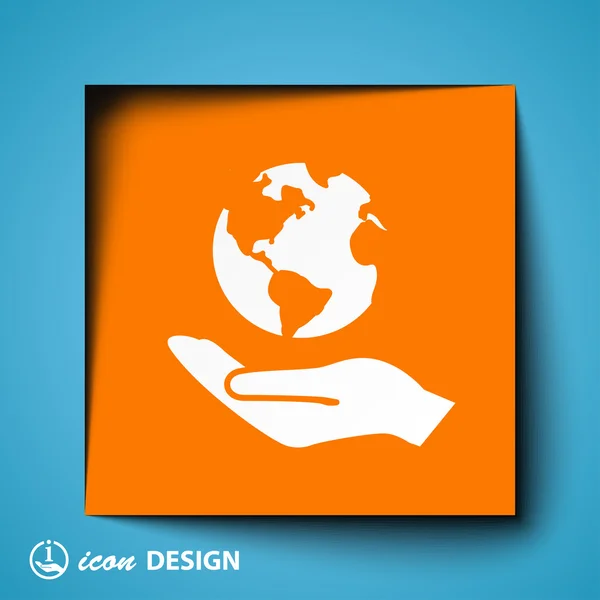 Globe in de hand pictogram — Stockvector