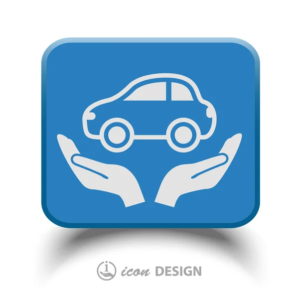 Coche en la mano icono — Vector de stock