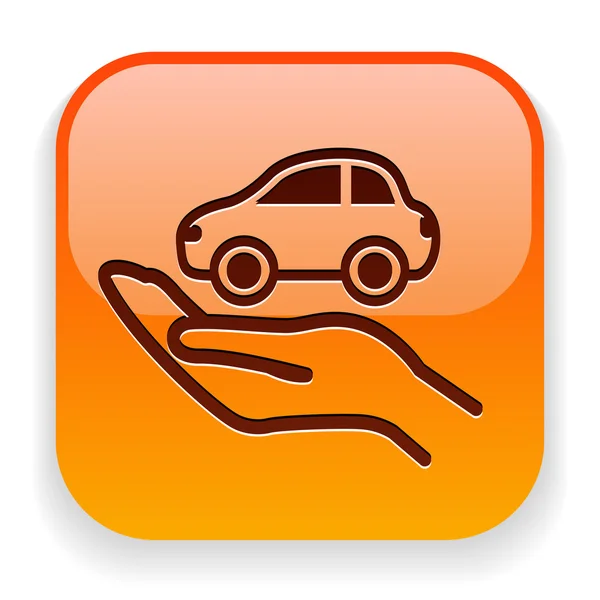 Coche en la mano icono — Vector de stock