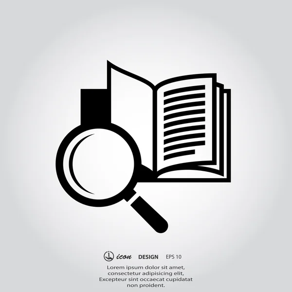 Libro con icono de lupa — Vector de stock