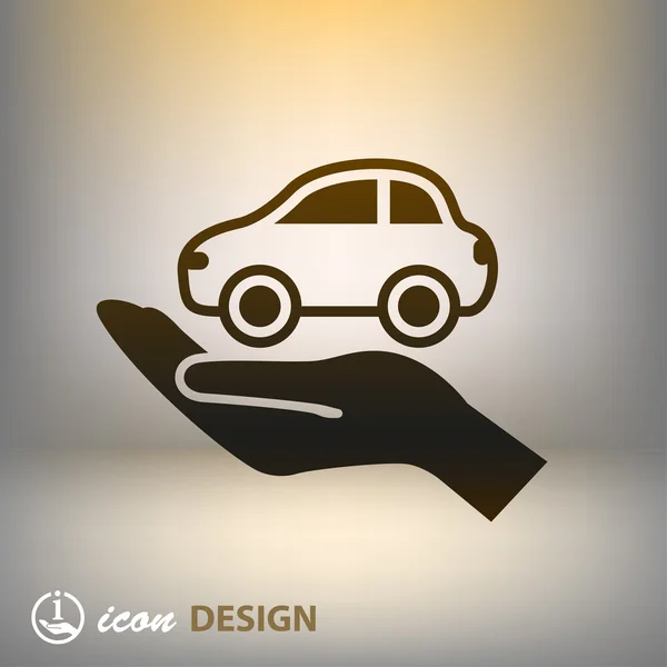 Auto in pictogram van een hand — Stockvector