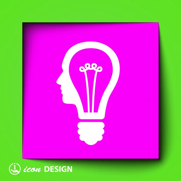 Ampoule dans la tête icône — Image vectorielle