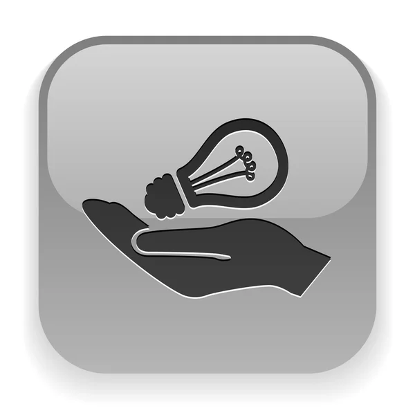 Gloeilamp in pictogram van een hand — Stockvector