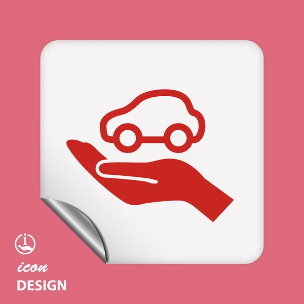 Auto in pictogram van een hand — Stockvector