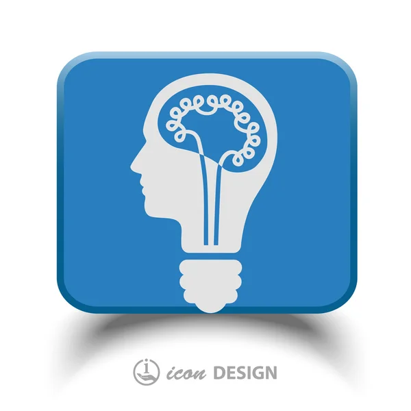 Bulb in head icon — Stock Vector
