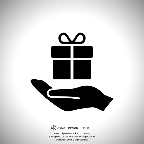 Gift in hand icon — Stock Vector