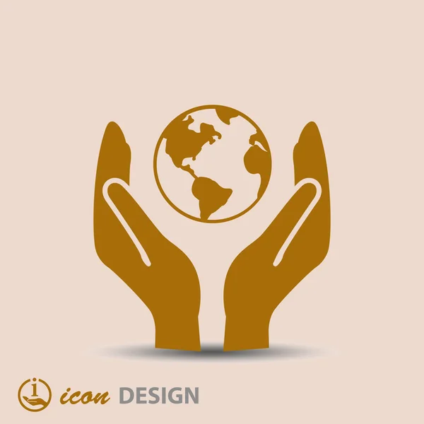 Globe in handen pictogram — Stockvector