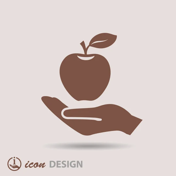 Apple on hand icon — Stock Vector