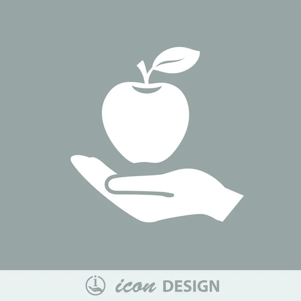 Apple on hand icon — Stock Vector