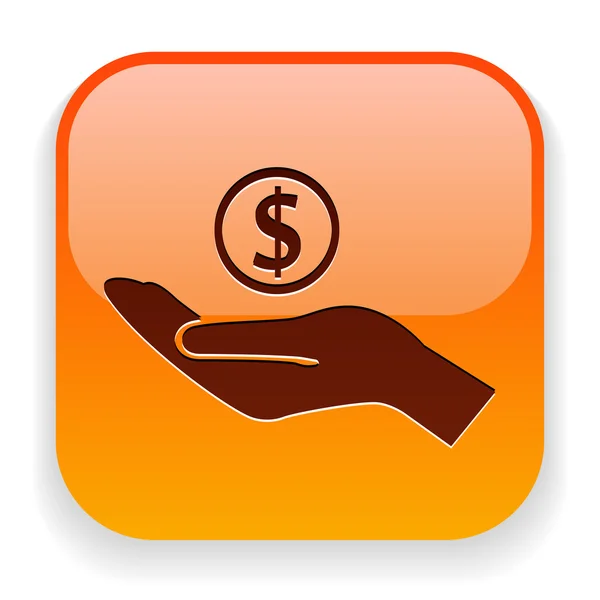 Dinero en la mano icono — Vector de stock