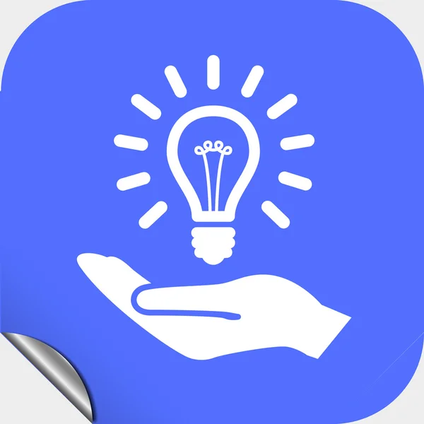 Light bulb on hand icon — Stock Vector