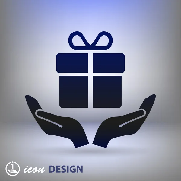 Cadeau dans les mains icône — Image vectorielle