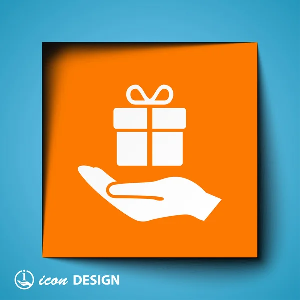 Gift in de hand pictogram — Stockvector