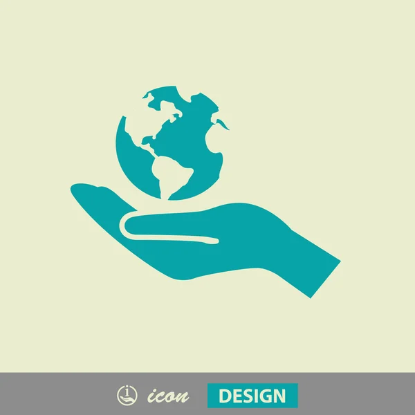 Globe in de hand pictogram — Stockvector