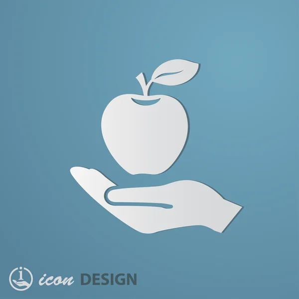 Apple on hand icon — Stock Vector